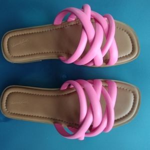 Size 11 Pink Faux Leather Sandals